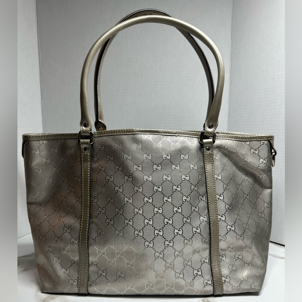 Authentic GUCCI GG implementation Tote Bag Silver w/COA - Picture 4 of 15